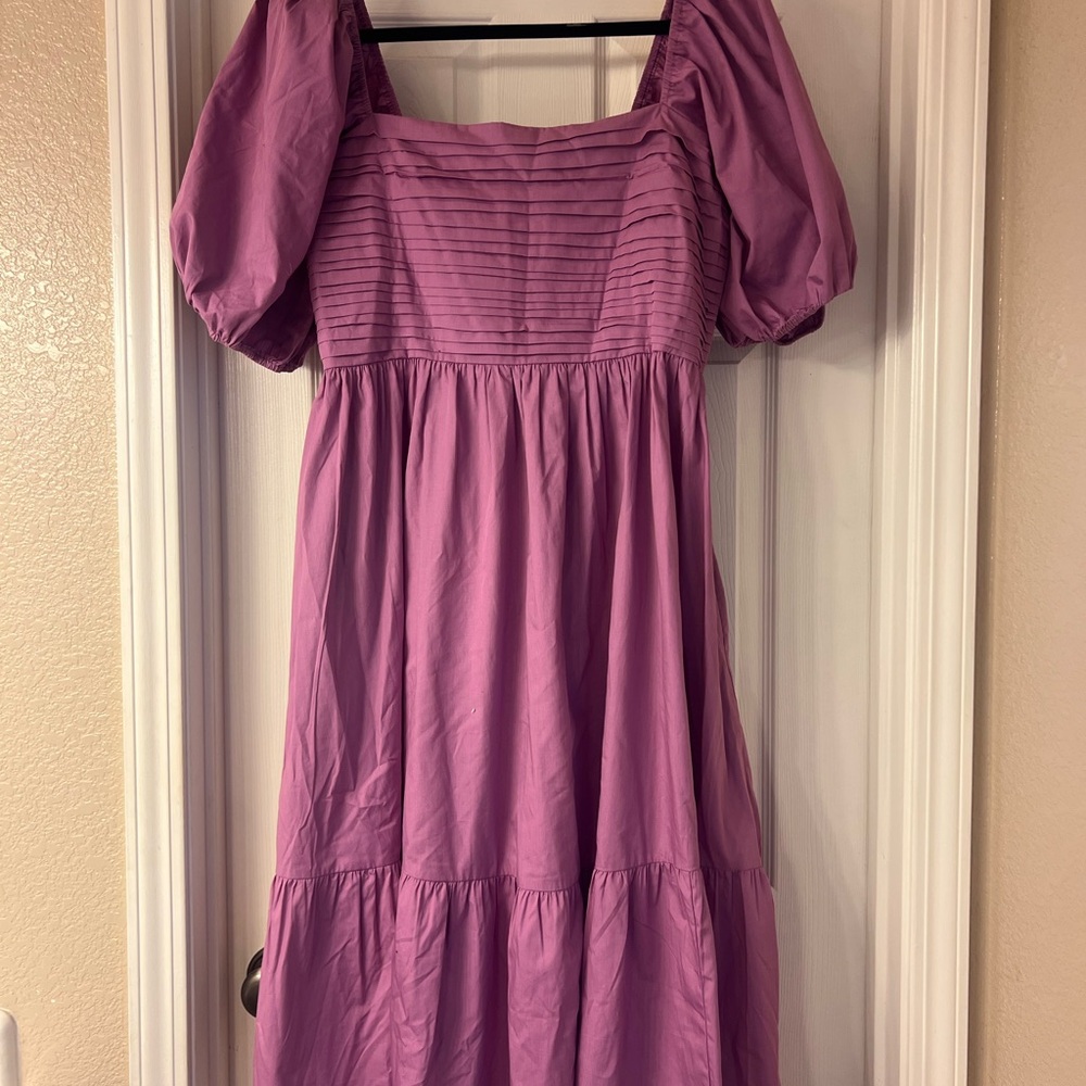Purple Puff Sleeve Dress